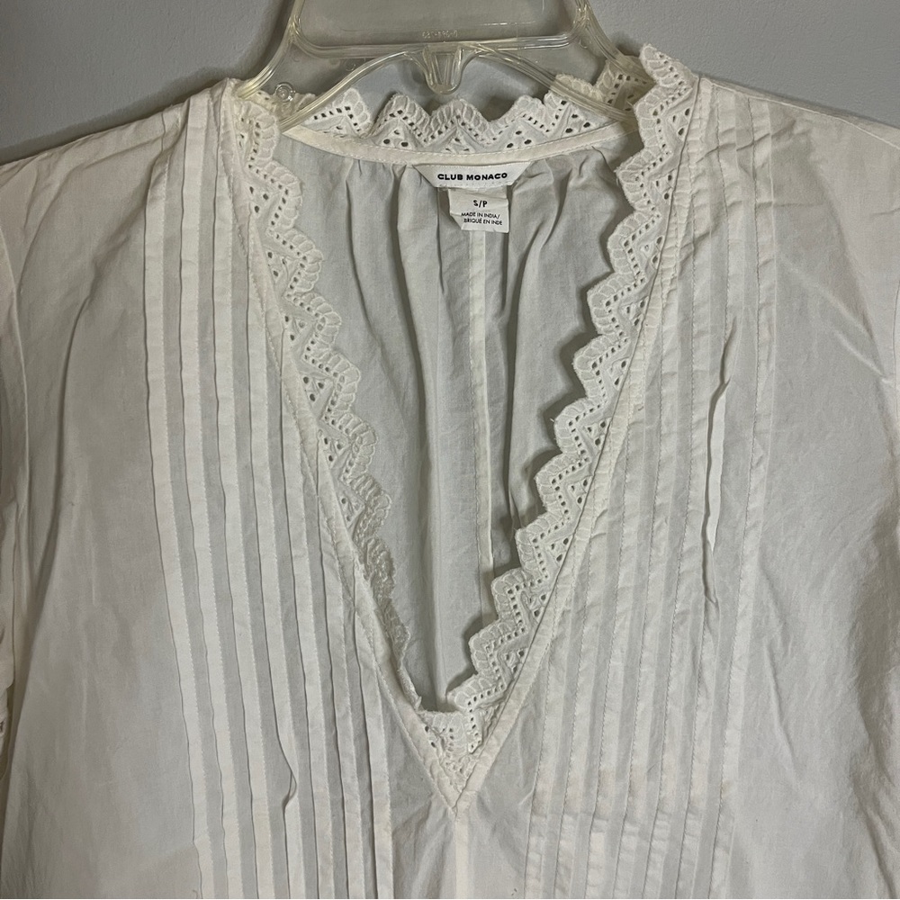 Club Monaco White Eyelet Cotton Mini Tunic Dress - Picture 7 of 12